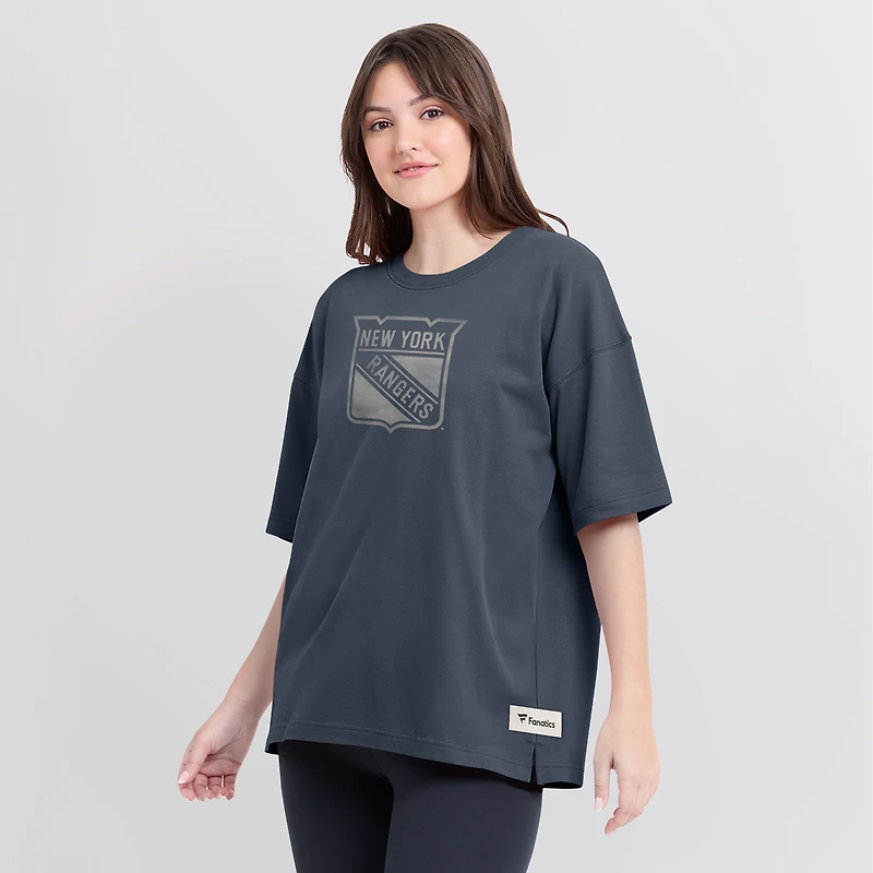 T-shirt surdimensionné bleu Fanatics pour femme des Rangers de New York, motif Raw Edge Future Ground