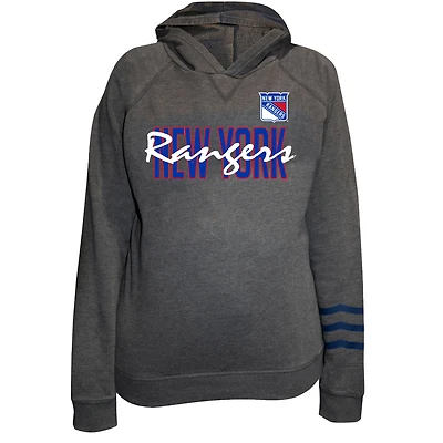 Sweat à capuche raglan léger en polaire grande taille pour femme Fanatics Charcoal New York Rangers