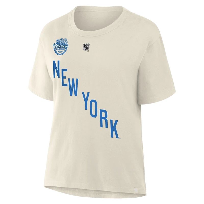 Women's Fanatics Mika Zibanejad Beige New York Rangers 2026 NHL Winter Classic Authentic Stack Name & Number T-Shirt