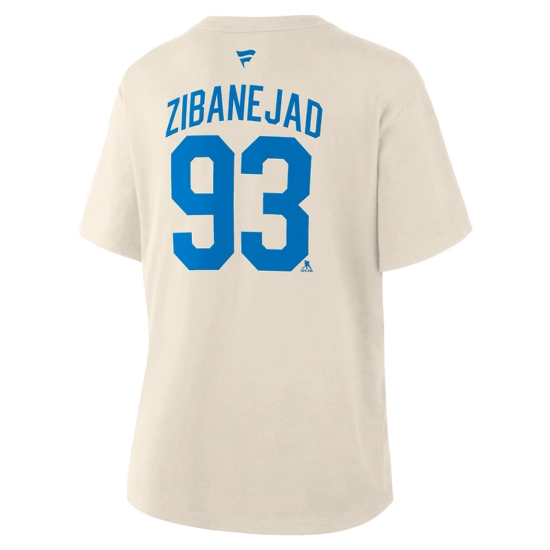Women's Fanatics Mika Zibanejad Beige New York Rangers 2026 NHL Winter Classic Authentic Stack Name & Number T-Shirt
