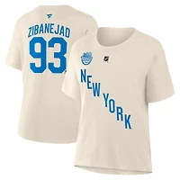 Women's Fanatics Mika Zibanejad Beige New York Rangers 2026 NHL Winter Classic Authentic Stack Name & Number T-Shirt