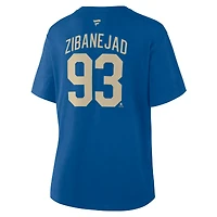 Women's Fanatics Mika Zibanejad Blue New York Rangers Authentic Stack Name & Number T-Shirt