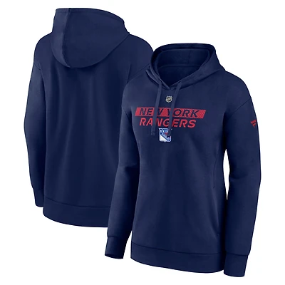 Sweat à capuche en polaire primaire Authentic Pro Core de la marque Fanatics pour femme, bleu marine, des Rangers New York