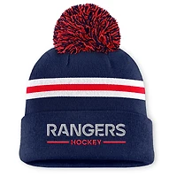 Bonnet en tricot à revers et pompon pour femme Fanatics Navy New York Rangers Authentic Pro Rink