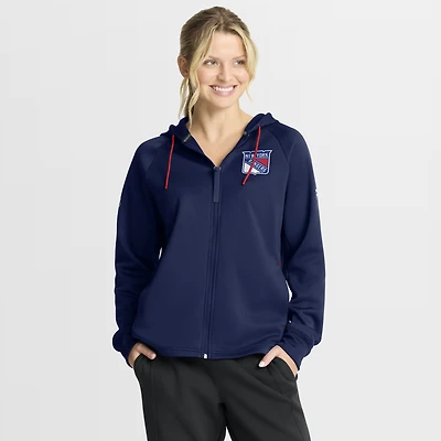Women's Fanatics Navy New York Rangers Authentic Pro Rink Raglan Full-Zip Hoodie