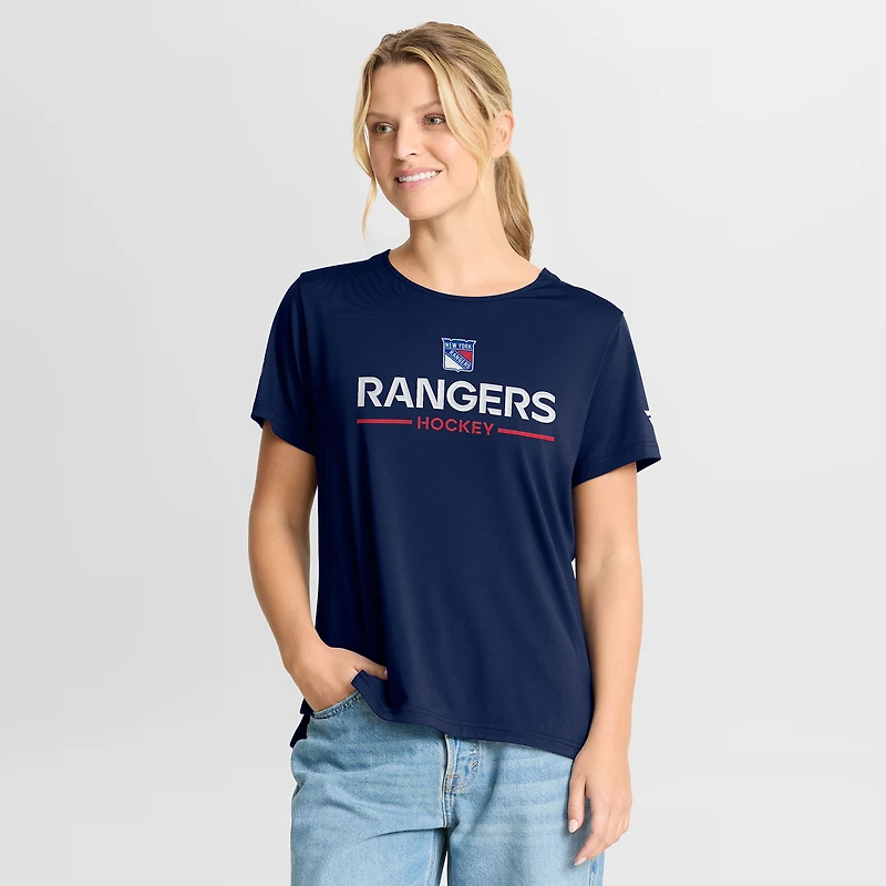 T-shirt technique authentique Pro Rink des Rangers de New York pour femme, bleu marine