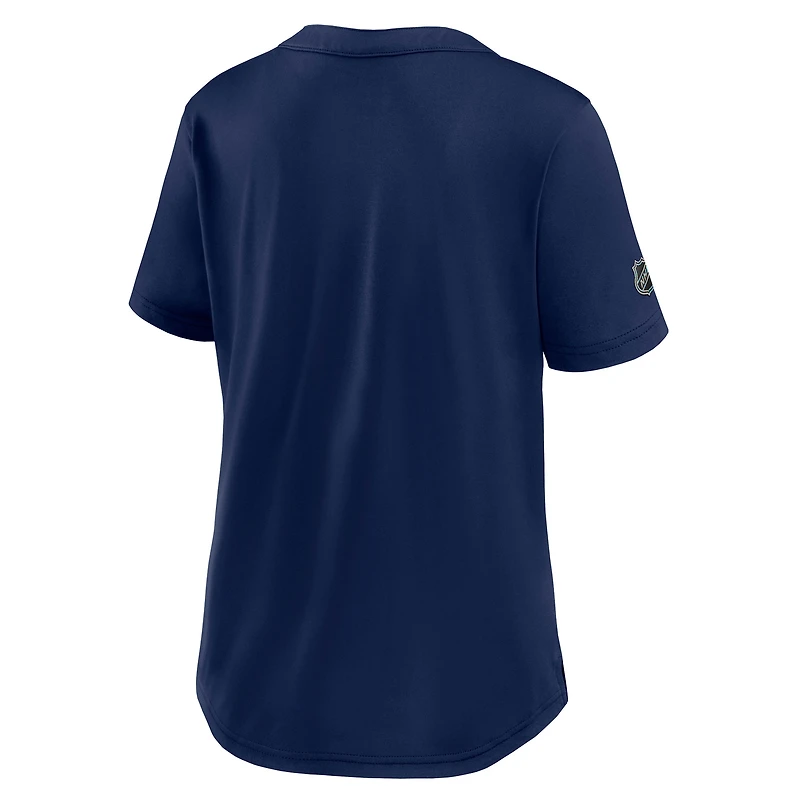 T-shirt technique authentique Pro Rink des Rangers de New York pour femme, bleu marine