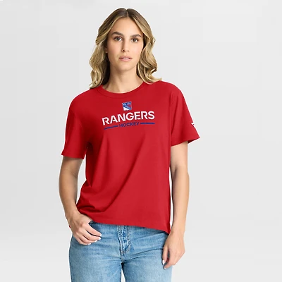 Women's Fanatics Red New York Rangers Authentic Pro Primary T-Shirt