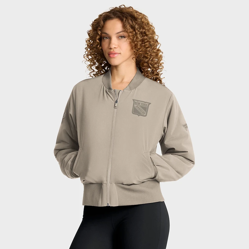 Women's Fanatics Tan New York Rangers Authentic Pro Road Full-Zip Bomber Jacket