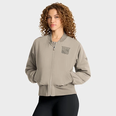 Women's Fanatics Tan New York Rangers Authentic Pro Road Full-Zip Bomber Jacket