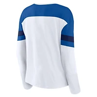 T-shirt à manches longues et col cranté pour femme Fanatics New York Rangers Frozen blanc/bleu