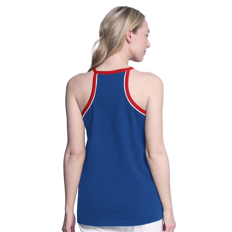 Women's G-III 4Her by Carl Banks Blue New York Rangers Curveball Racerback Scoop Neck Slub Tank Top