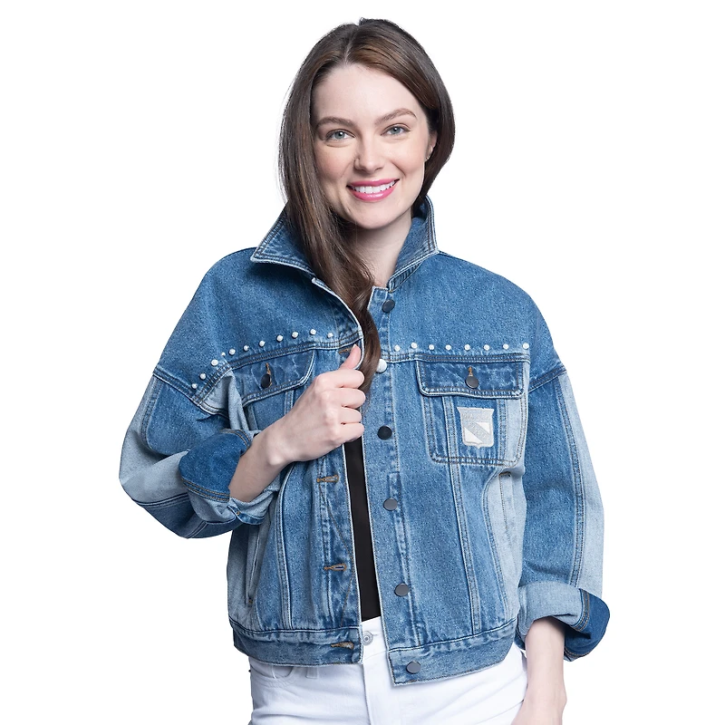 Veste en jean boutonnée G-III Sports by Carl Banks pour femme New York Rangers Buzzer Beater