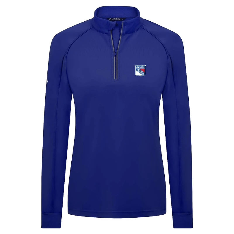 Haut à glissière quart de tour Kinetic Insignia Core Raglan bleu pour femme des Rangers New York Levelwear