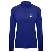 Haut à glissière quart de tour Kinetic Insignia Core Raglan bleu pour femme des Rangers New York Levelwear