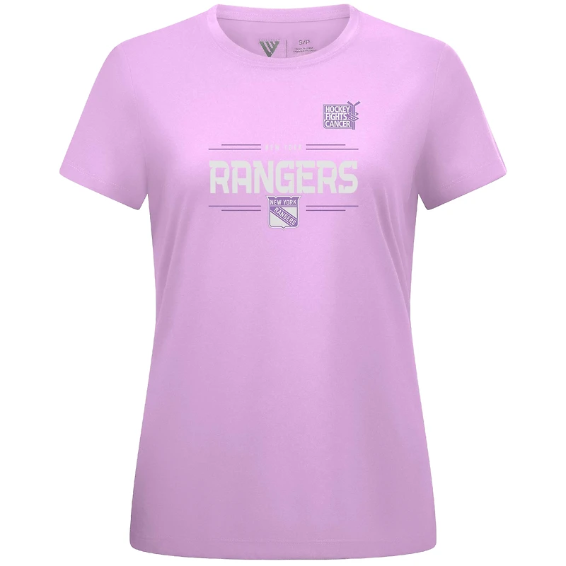 T-shirt pour femme Levelwear Mika Zibanejad Lavender New York Rangers Hockey Fights Cancer Anthem Name & Number