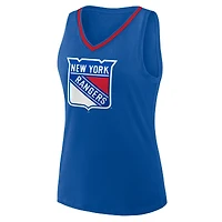 Débardeur à col en V Stellar Win bleu athlétique avec logo pour femme des Rangers de New York