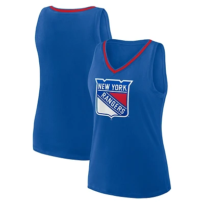 Women's Logo Athletic Blue New York Rangers Stellar Win V-Neck Tank Top