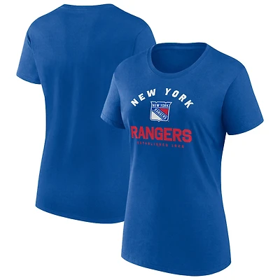 T-shirt bleu athlétique pour femme avec logo des Rangers de New York Unrivaled