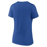 T-shirt à col en V pour femme, logo athlétique royal, New York Rangers, Arch Victory