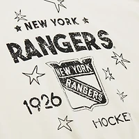 Women's Mitchell & Ness  Cream New York Rangers Logo 3.0 Pullover Sweatshirt