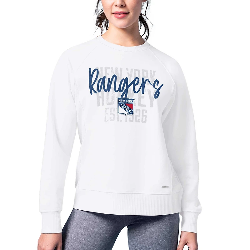 Sweat-shirt blanc MSX par Michael Strahan des Rangers de New York Millie Raglan pour femmes