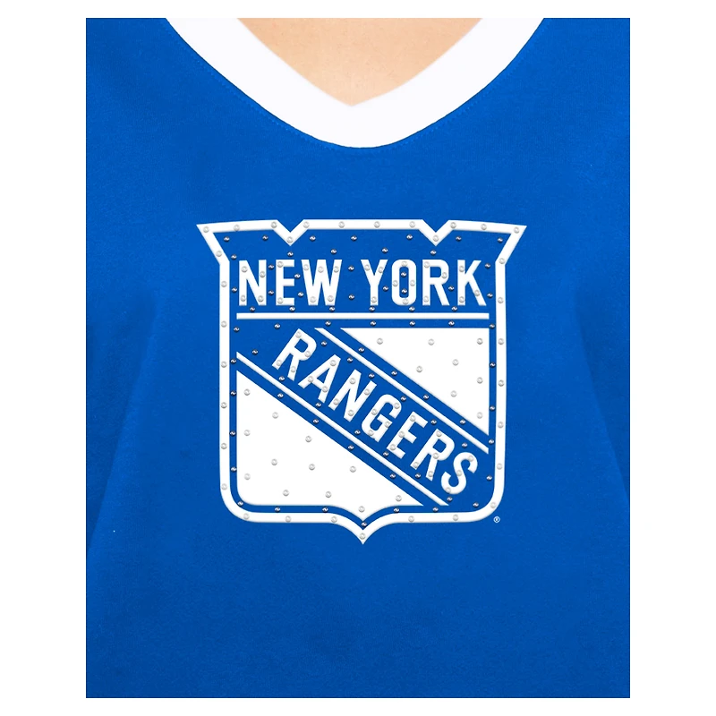 T-shirt New Era bleu à strass pour femme Game Day des Rangers de York