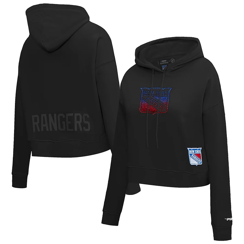Sweat à capuche court Pro Standard pour femme, motif Jewels des New York Rangers, noir