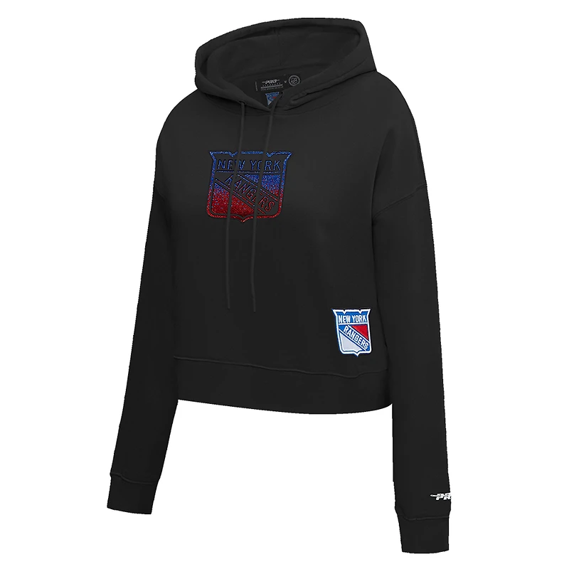 Sweat à capuche court Pro Standard pour femme, motif Jewels des New York Rangers, noir