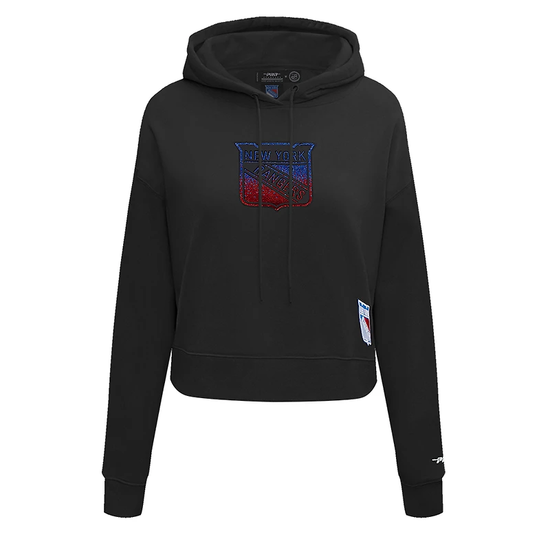 Sweat à capuche court Pro Standard pour femme, motif Jewels des New York Rangers, noir