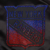Women's Pro Standard  Black New York Rangers Rhinestone Jewels Satin Full-Snap Jacket