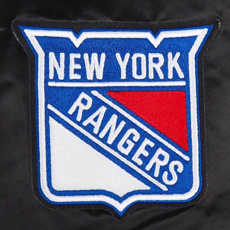 Women's Pro Standard  Black New York Rangers Rhinestone Jewels Satin Full-Snap Jacket