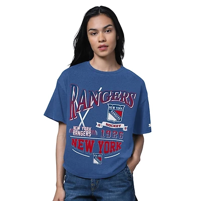 T-shirt surdimensionné pour femme Starter bleu chiné New York Rangers Hall of Fame