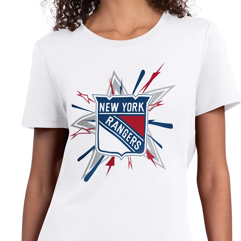 Women's Starter White New York Rangers Americana Fireworks T-Shirt