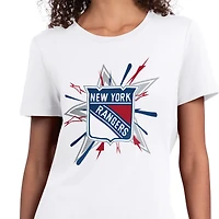 Women's Starter White New York Rangers Americana Fireworks T-Shirt