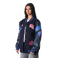 Veste universitaire à boutons-pression bleus New York Rangers The Wild Collective pour femme