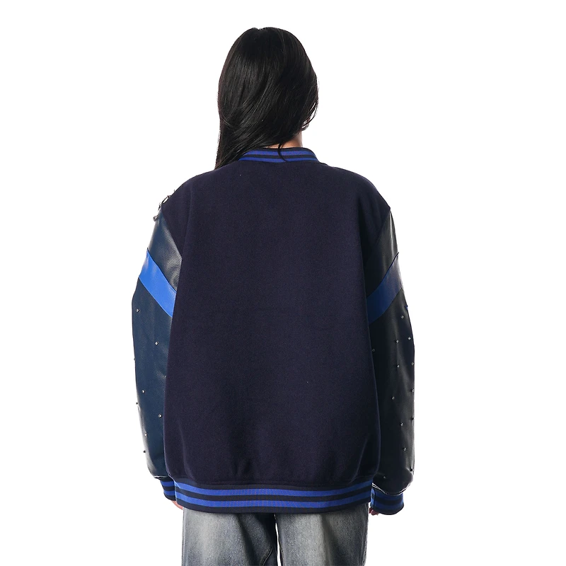 Veste universitaire à boutons-pression bleus New York Rangers The Wild Collective pour femme