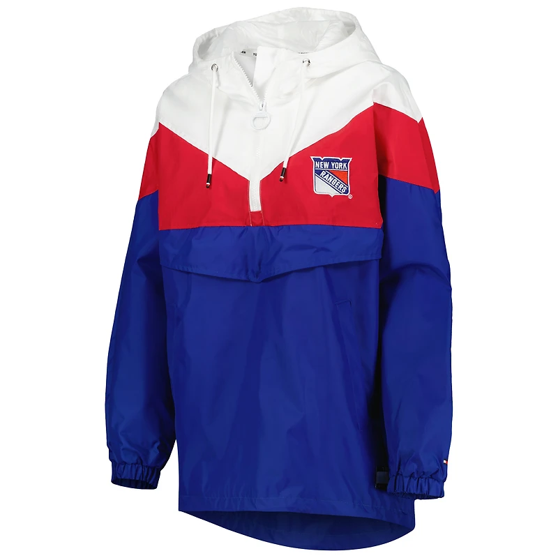 Coupe-vent à demi-glissière Tommy Hilfiger New York Rangers Staci pour femme, bleu/rouge