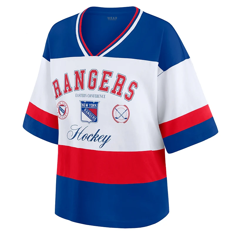 Women's WEAR by Erin Andrews Blue/White New York Rangers Jersey Style Tee