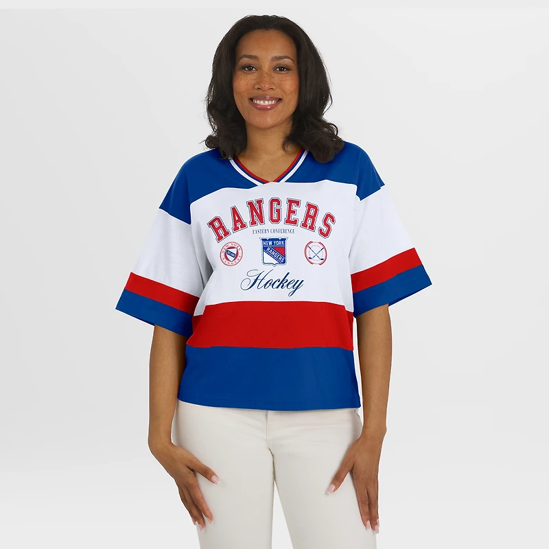Women's WEAR by Erin Andrews Blue/White New York Rangers Jersey Style Tee