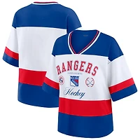 T-shirt bleu/blanc style maillot des Rangers de New York pour femme WEAR by Erin Andrews