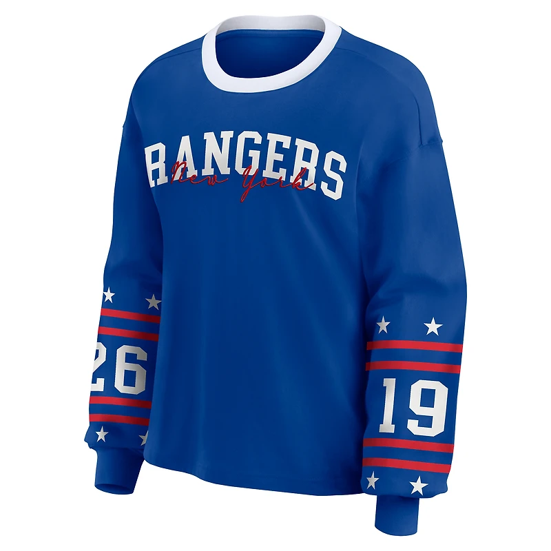 T-shirt de sport à manches longues bleu New York Rangers la marque WEAR by Erin Andrews pour femmes