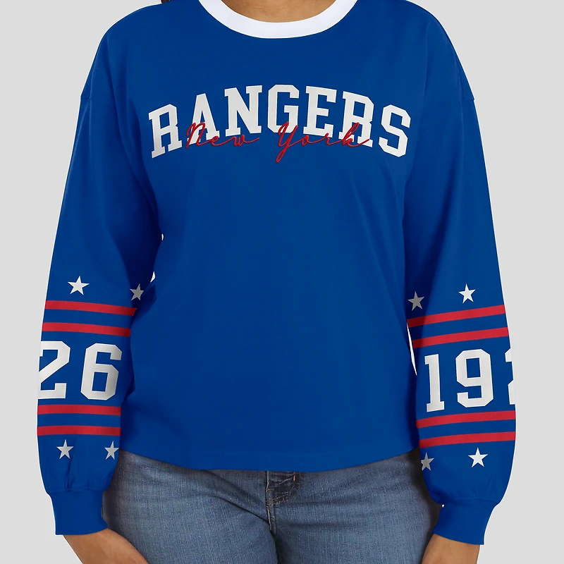 Women's WEAR by Erin Andrews Blue New York Rangers Long-Sleeve Sport T-Shirt