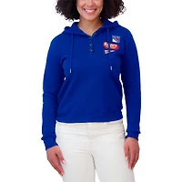 Sweat à capuche en tricot gaufré bleu New York Rangers pour femme WEAR by Erin Andrews