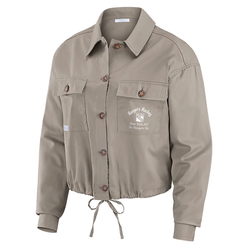 Women's WEAR by Erin Andrews Gray New York Rangers Cinched Button-Up Jacket