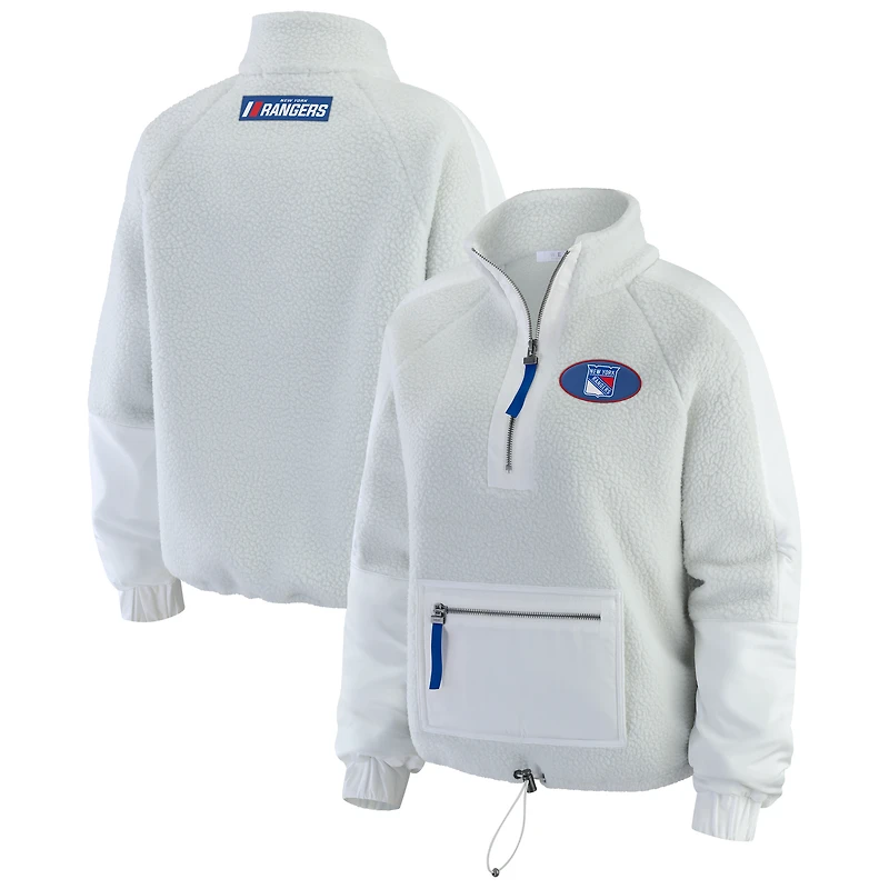 Women's WEAR by Erin Andrews Gray New York Rangers Polar Fleece Quarter-Zip Jacket