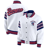 Women's WEAR by Erin Andrews White/Blue New York Rangers Full-Snap Fleece Sweatshirt Jacket