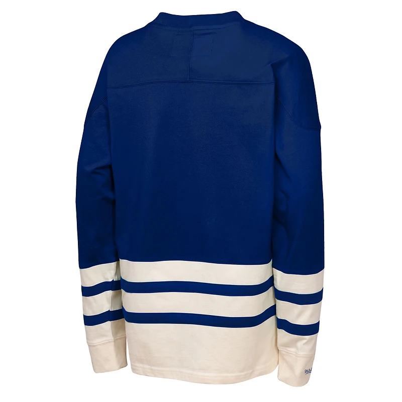 Youth Mitchell & Ness Blue New York Rangers Chainstitch Heavyweight Long Sleeve Top