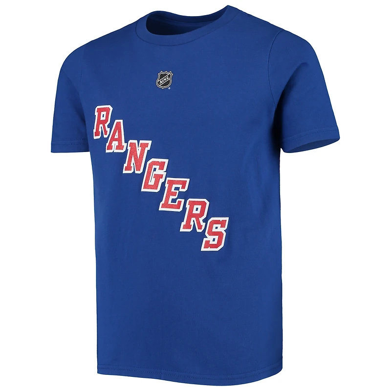 T-shirt bleu pour enfant Artemi Panarin, joueur des Rangers de New York, avec son nom et numéro