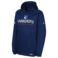 Sweat à capuche raglan authentique Pro Rink des Rangers de New York pour jeunes fanatiques bleu marine